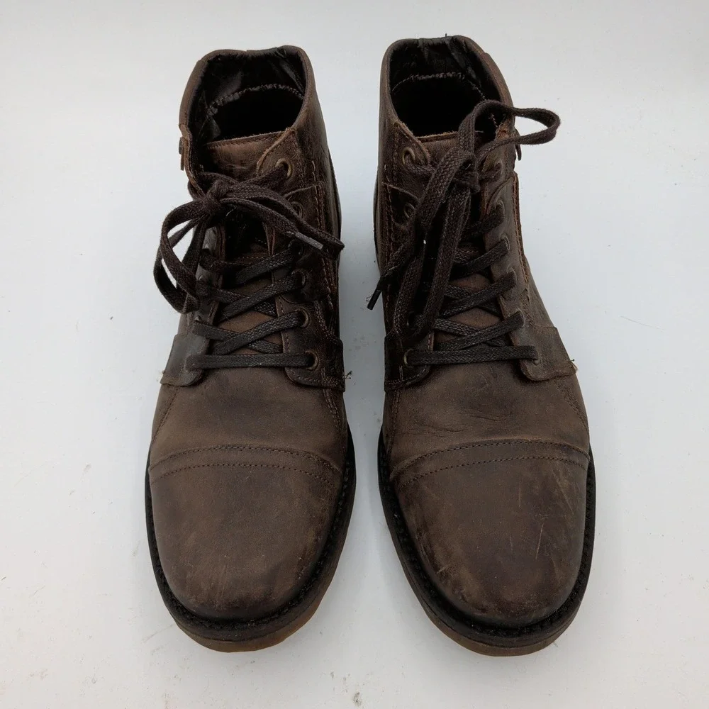 Bullboxer Brosus Brown Leather Cap Toe Lace Up Combat Boots Mens 8 EU 41